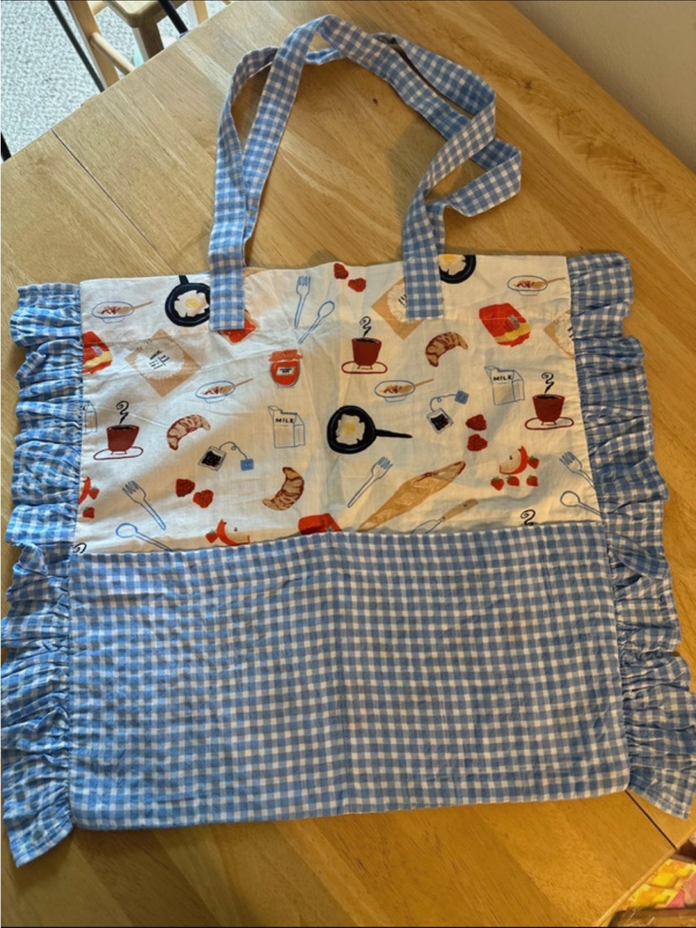 Anthropologie Blue Gingham Berry Aktuglu Breakfast Tote